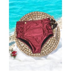 Monte o Seu Biquini: Calcinha Plus Size Com Franzido Lateral Marsala