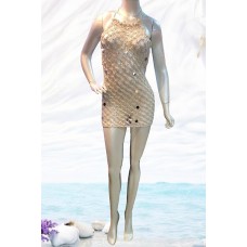 Vestido de Crochê Off White Lantejoulas e Conchas Coleção Artemis